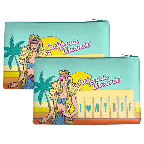 2PK Barbie Retro California Dreamin Named Pencil Case