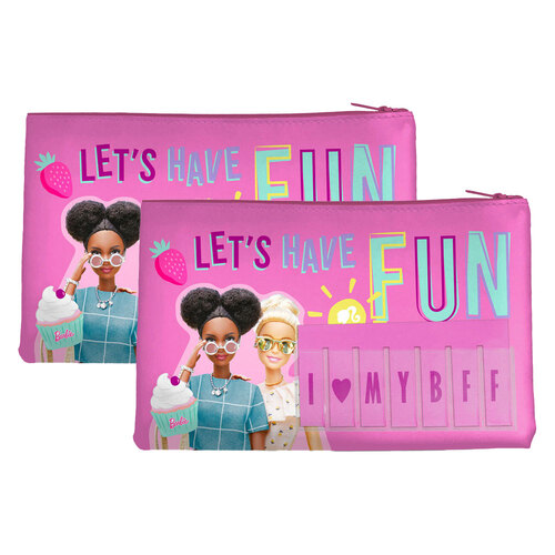 2PK Barbie Retro Lets Have Fun! Named Zip Pencil Case