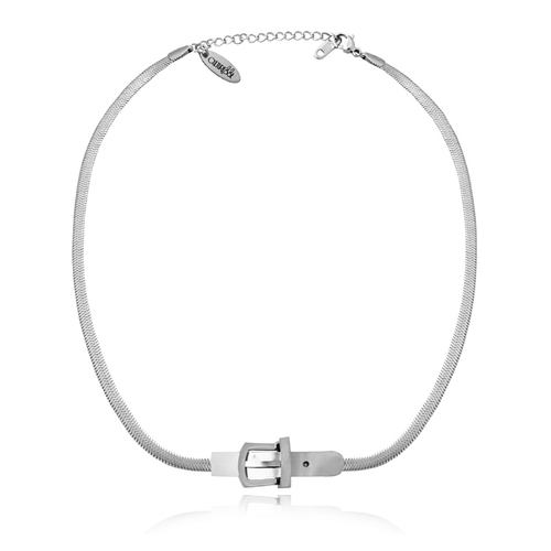 Culturesse Hallie 42cm Buckled Snake Chain Necklace - Silver