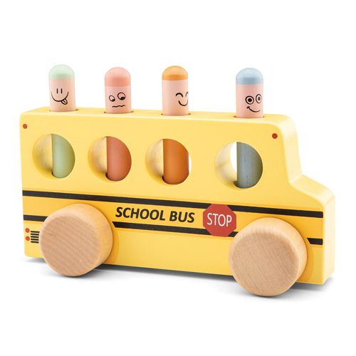 New Classic Toys Kids/Children Pop Up Wooden School Bus Toy 24M+