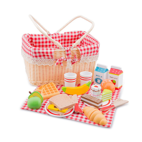 New Classic Toys Picnic Basket Set Kids Pretend Play 36m+