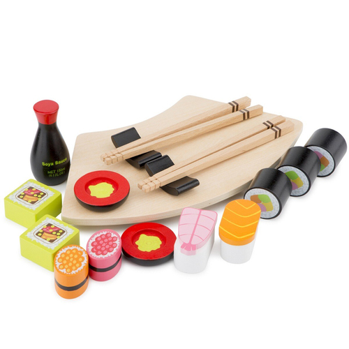 18pc New Classic Toys Sushi Wooden Toy Kids Pretend Play Set 3+