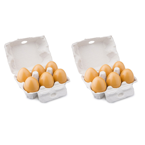 2x 6pc New Classic Toys Wooden Eggs in a Carton Kids Pretend Play Toy 24m+