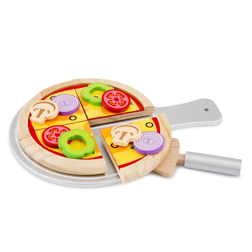 14pc New Classic Toys Wooden Pizza Making Set Kids Pretend Play Toy 24m+