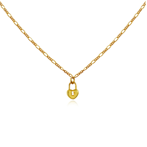 Culturesse Essie 50cm Fine Heart Padlock Pendant Necklace - Gold