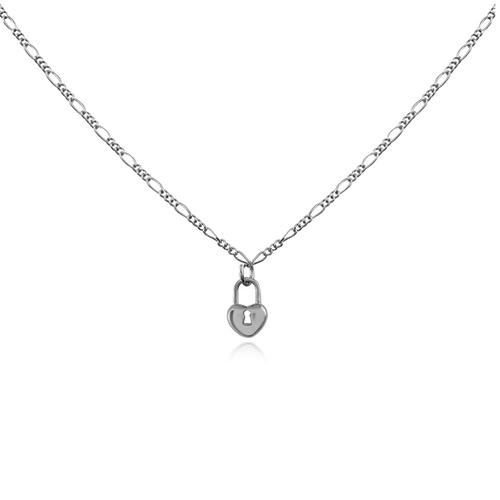 Culturesse Essie 50cm Fine Heart Padlock Pendant Necklace - Silver