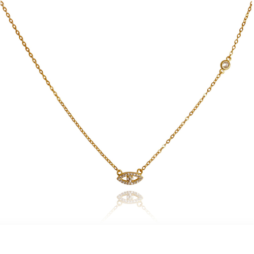 Culturesse Harmonie 50cm Fine Evil Eye Necklace - Gold Vermeil