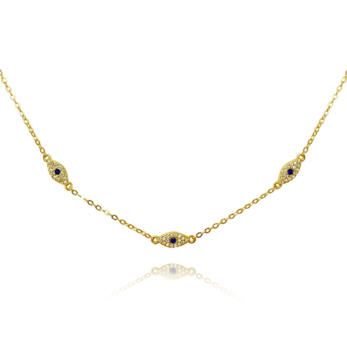 Culturesse Birdie 55.5cm Evil Eye Necklace/Choker - Gold