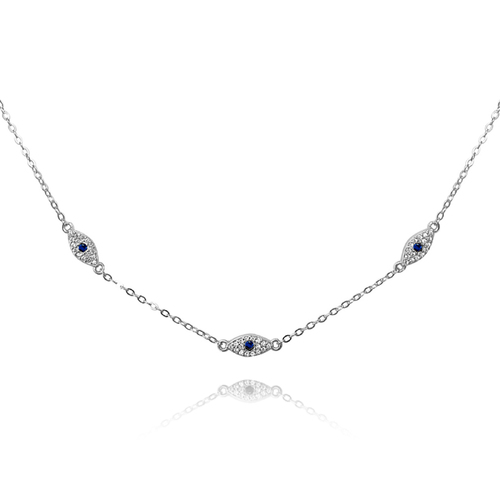 Culturesse Birdie 55.5cm Evil Eye Necklace/Choker - Silver