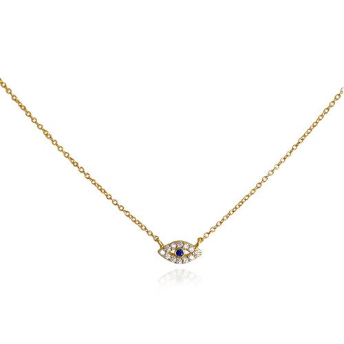 Culturesse Mridu 60cm Fine Evil Eye Pendant Necklace - Gold Vermeil