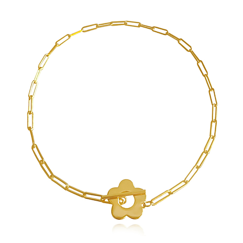 Culturesse Lamea 37cm Flower Toggle Link Chain Choker Necklace - Gold