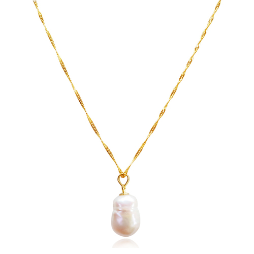 Culturesse Nova 18K Freshwater Pearl 45cm Pendant Necklace - Gold