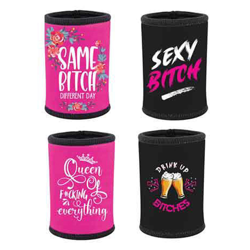 4x Monkey Biz B*tch Stubby Holders Funny Gag Joke Mixed Assorted