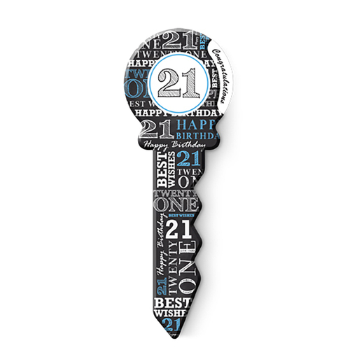 Small 21st Birthday Key Blue Novelty Celebration Signing Gift Set