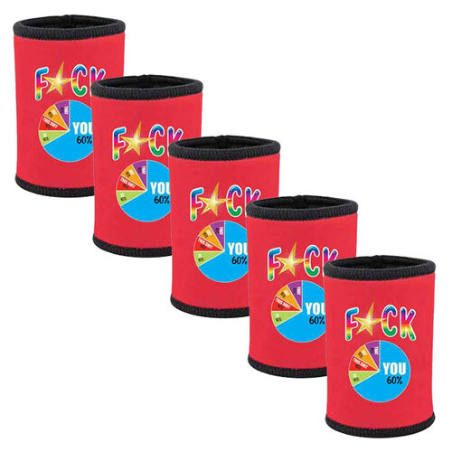 5pc F**k % Neoprene Stubby Holder For 375ml Bottles/Cans Red