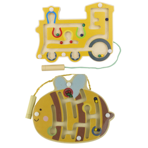 Kaper Kidz Wooden Bee And Train Magnetic Labyrinth Kids Toys 3y+