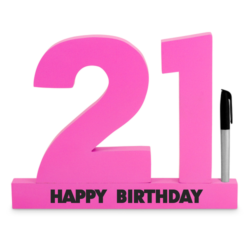 21st Pink Signature Block Novelty Birthday Party Statue