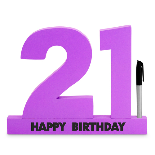 21st Purple Signature Block Novelty Birthday Party Statue