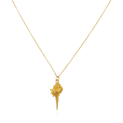 Culturesse Coralia 49cm Coastal Muse Shell Pendant Necklace - Gold Vermeil