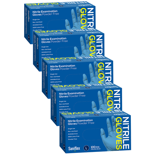 500pc Saniflex Nitrile Glove Powder Free Blue L Home cleaning