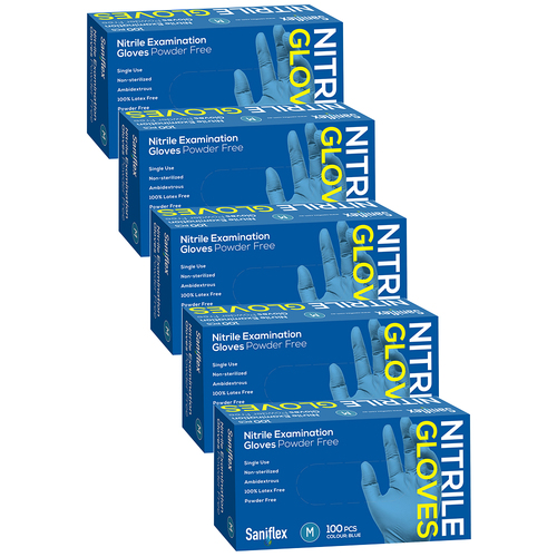 500pc Saniflex Nitrile Glove Powder Free Blue M Home cleaning