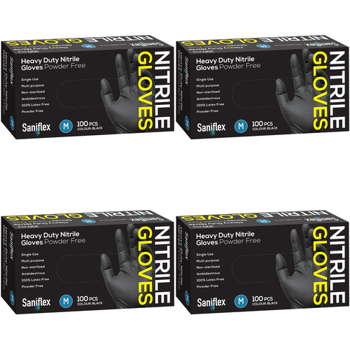 400pc Saniflex Saniflex Heavy Duty Nitrile Black M