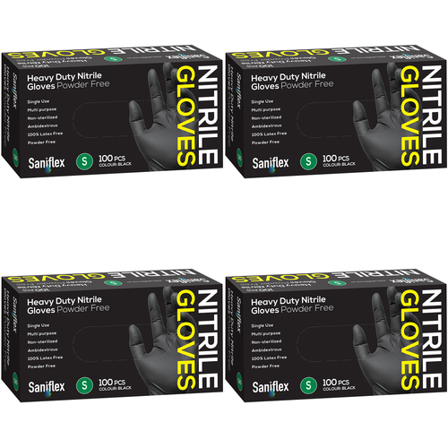 400pc Saniflex Saniflex Heavy Duty Nitrile Black S