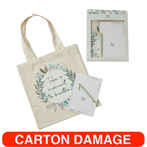 3pc Pilbeam Living Clarity Tote Bag/Notepad/Pen Gift Set