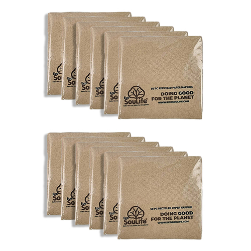 12x 50pc EcoSouLife Back to Nature Disposable  Recycled Paper Napkin