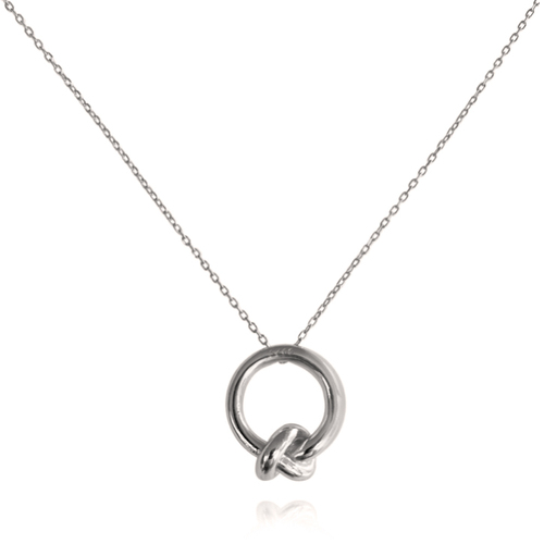 Culturesse Manon Artsy 44cm Solid Knot Pendant Necklace - Silver