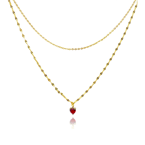 Culturesse Lorabelle 42cm French Dual Chain Heart Pendant Necklace