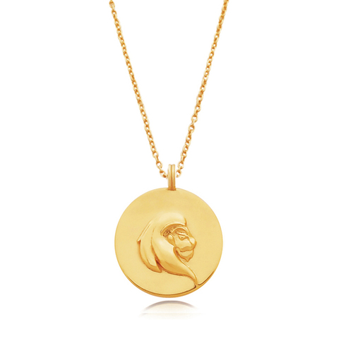 Culturesse She Is Leo 50cm Artisan 24K Gold Zodiac Pendant Necklace 24K Gold