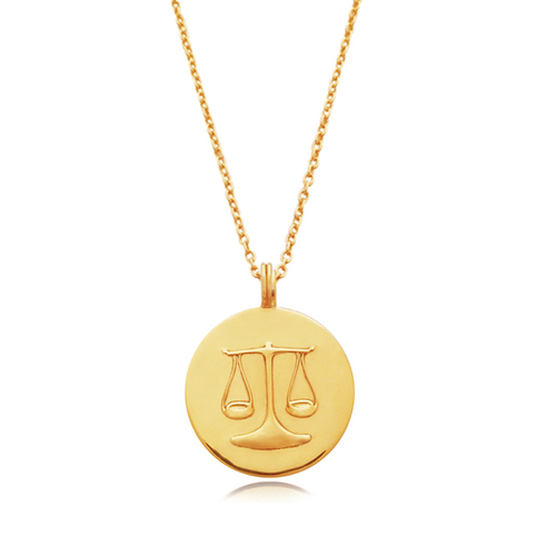 Culturesse She Is Libra 50cm Artisan 24K Gold Zodiac Pendant Necklace