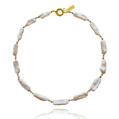 Culturesse Isis 42cm Baroque Pearl Necklace - White/Gold