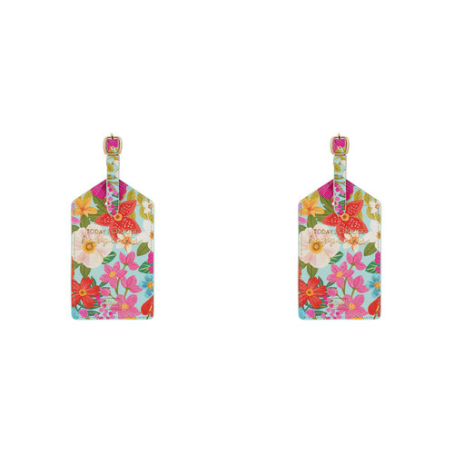 2PK Legami PU Leather Luggage Tag Address/Nametag - Flowers