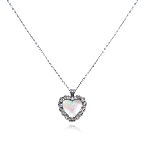 Culturesse Charme Mother of Pearl 50cm Heart Pendant Necklace - Silver