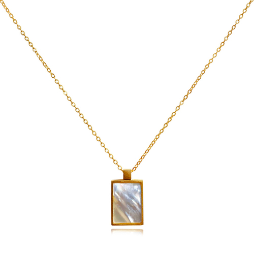 Culturesse Chantal Mother of Pearl 50cm Pendant Necklace - Gold Vermeil