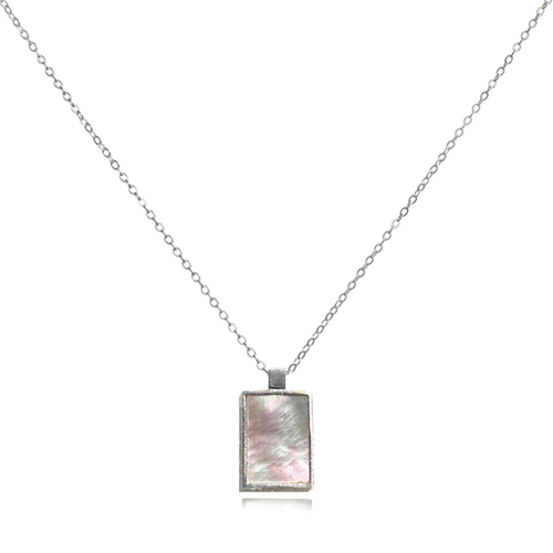 Culturesse Chantal Mother of Pearl 50cm Pendant Necklace - Silver