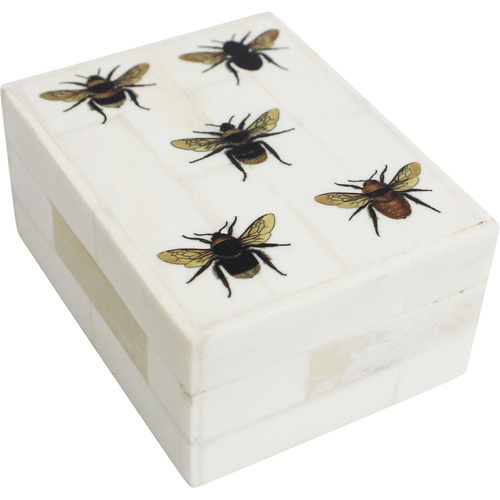 LVD Box Bee Jewellery Storage Organiser Box 10x8cm - White