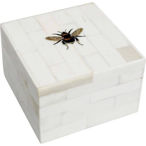 LVD Wooden Bee Box Square Home/Lounge Decor White 10.16cm