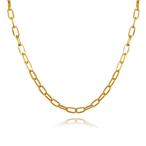 Culturesse Elvrie Classic 47cm Oval Chain Necklace - Gold Vermeil