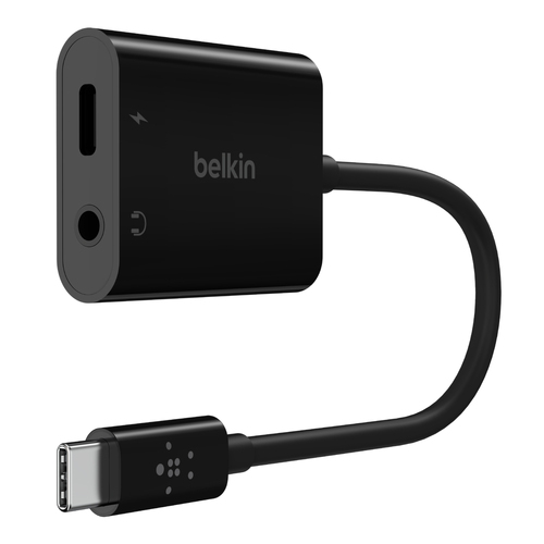 Belkin RockStar 3.5mm Audio w/ USB-C Charge Adapter For Galaxy S6 - Black