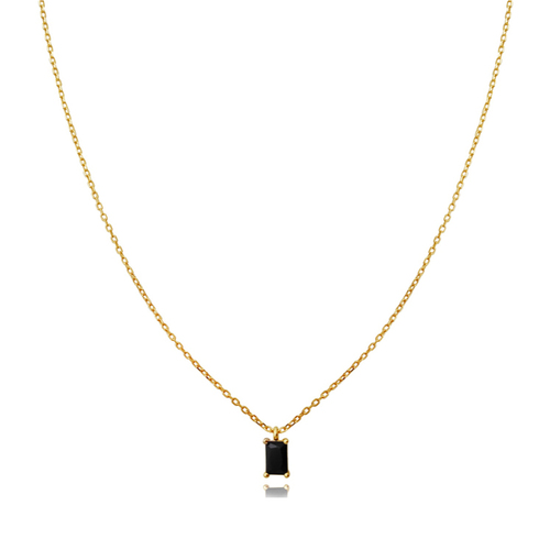 Culturesse Ezra 43cm Fine Black Zircon Pendant Necklace - Gold