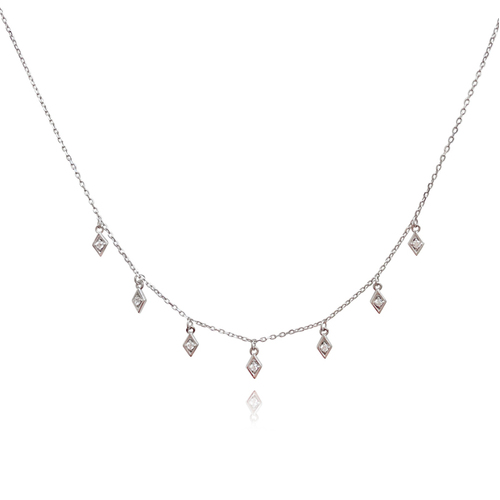 Culturesse Cami Dainty 49cm Diamante Necklace - Silver