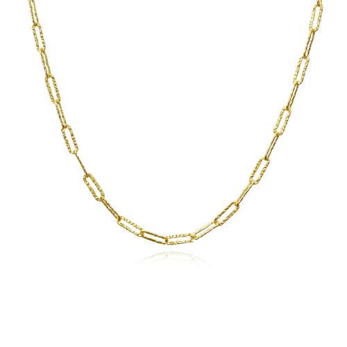 Culturesse Elijah Textured 47cm Link Chain Necklace - Gold Vermeil