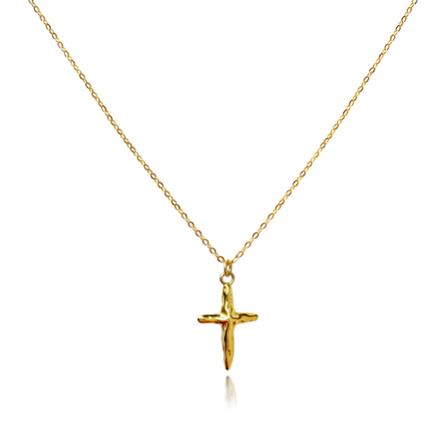 Culturesse Faith Textured 51cm Cross Pendant Necklace - Gold
