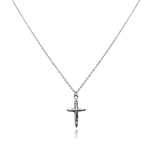 Culturesse Faith Textured 51cm Cross Pendant Necklace - Silver