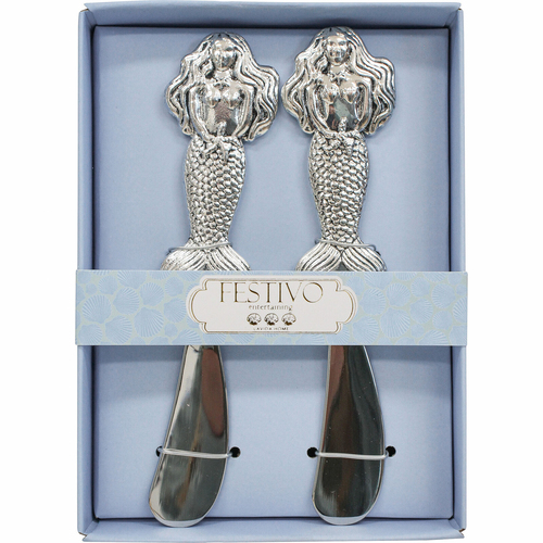 2pc LVD Metal Mermaid Spreaders Cutlery Set - Silver