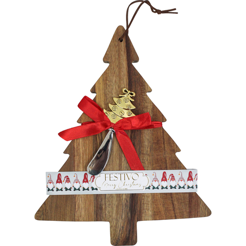 LVD 29x23cm Acacia Wood Christmas Board & Spreader Kitchen Decor