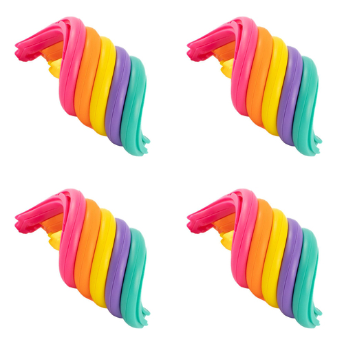 4PK Pocket Money Fun 14cm Rainbow Fidget Twister Kids Sensory Toy 3y+